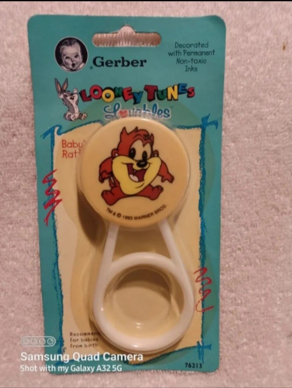 Vintage Looney tunes lovables Gerber taz baby rattle